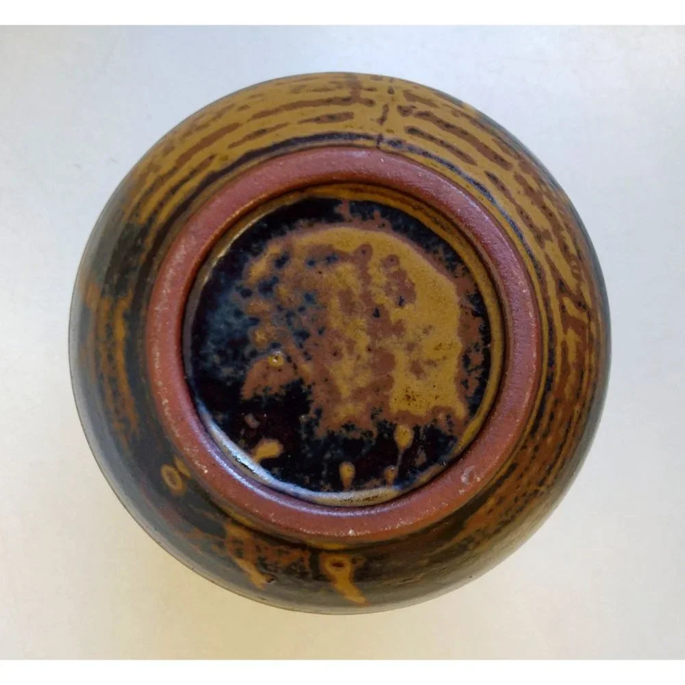 Studio Art Pottery Vase Narrow Neck Brown Stoneware Rustic Southwestern Decor
